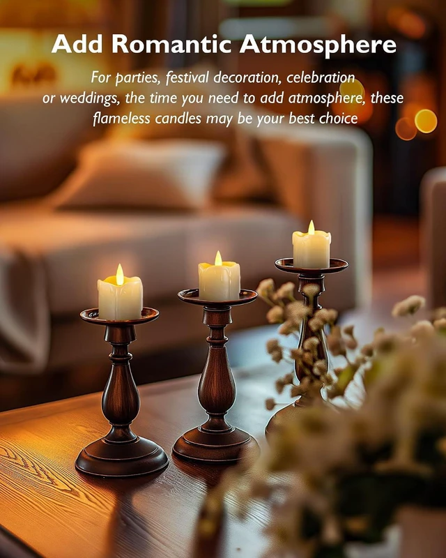 Alt view image 5 of 7 - 2"x2" Real Wax Flameless LED Votive Candles, Timer Remote, 6 Pack Multi Brightness Adjust, 2/4/6/8H Cycle Timer, 400+ Hour Runtime, Pre-Installed CR2450 Batteries, Wedding Holiday Decor
