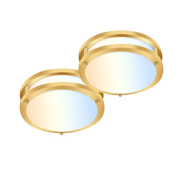 Main image of 10 inch Flush Mount LED Ceiling Light Fixture,1100LM 17W,2700K/3000K/3500K/4000K/5000K Adjustable Ceiling Lights,Gold Saturn Dimmable Lighting for Hallway Bathroom,2 Pack