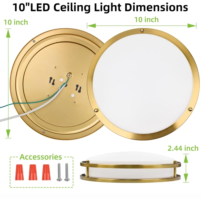 Alt view image 7 of 7 - 10 inch Flush Mount LED Ceiling Light Fixture,1100LM 17W,2700K/3000K/3500K/4000K/5000K Adjustable Ceiling Lights,Gold Saturn Dimmable Lighting for Hallway Bathroom,2 Pack