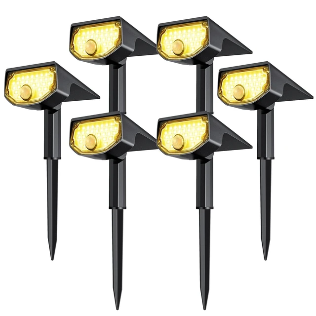 Main image of Solar Motion Sensor Outdoor Lights,Solar Lights Outdoor Waterproof IP68/30 LED/3 Modes,Solar Powered Spotlights,Landscape Lighting for Yard and Garden, Warm White,6 Pack