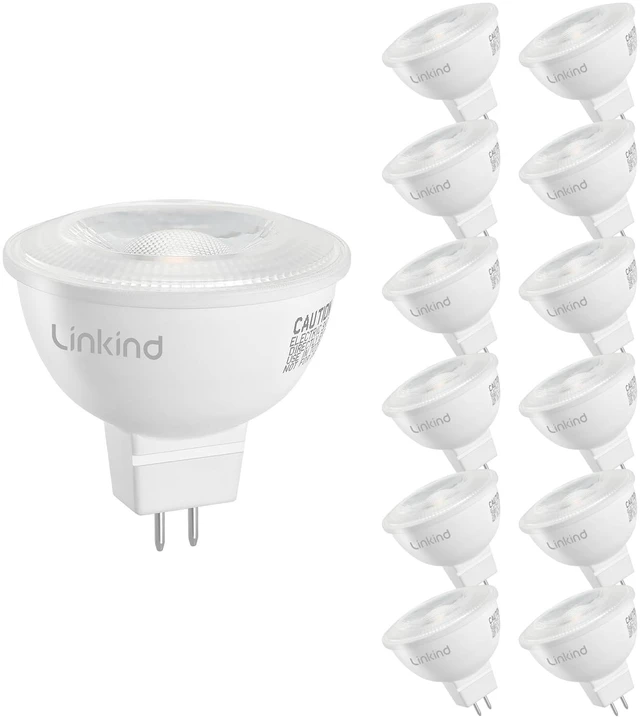 Main image of 12 Pack MR16 LED Bulbs Dimmable, 6.5W=70W 640lm 3000K GU5.3 Bi-Pin 12V Low Voltage MR16 Bulbs 40° Beam Angle UL Listed for Spotlights, Recessed, Tracking, Landscape Lighting
