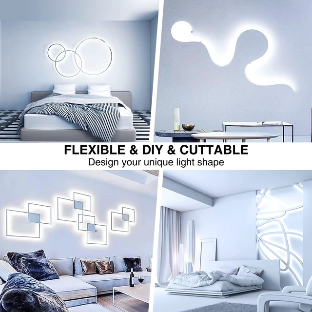 Alt view image 4 of 7 - White LED Strip Lights, 32.8FT 6000K Super Bright Dimmable Tape Light Kit, 600 LEDs Daylight Easter Rope Light, 12V Flexible Strip Lighting for Mirror, Under Cabinet, Home, Bedroom (Pack of 2)