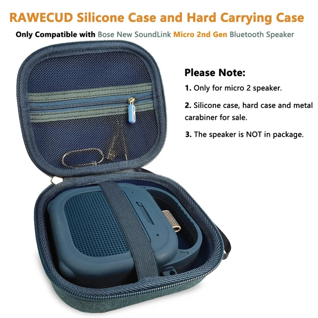 Alt view image 3 of 7 - Protective Case for Bose SoundLink Micro 2nd Gen Speaker, Twilight Blue Hard Carrying Case and Silicone Cover for Micro 2 Portable Speaker Accessories, Shockproof Handle Case Set