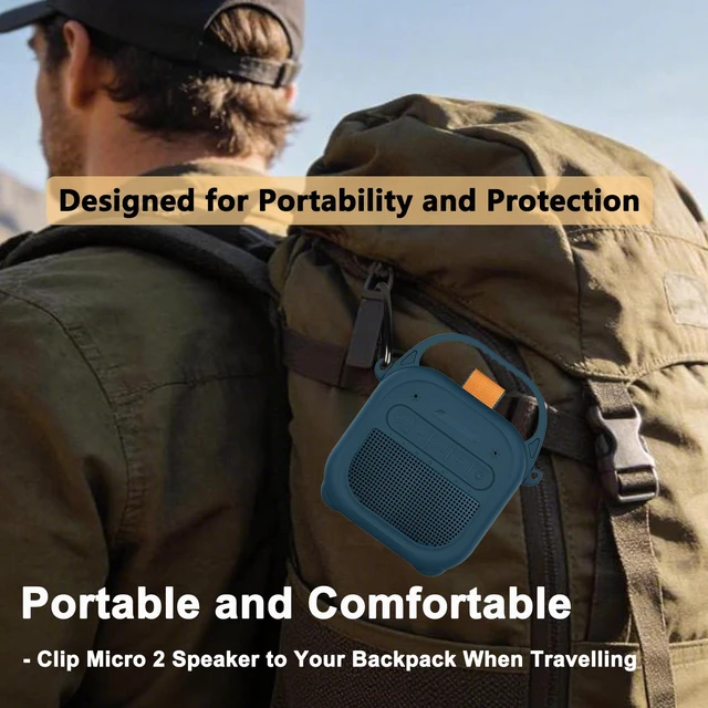 Alt view image 6 of 7 - Protective Case for Bose SoundLink Micro 2nd Gen Speaker, Twilight Blue Hard Carrying Case and Silicone Cover for Micro 2 Portable Speaker Accessories, Shockproof Handle Case Set
