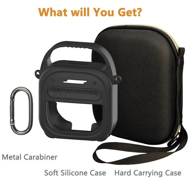 Alt view image 2 of 7 - Protective Case for Bose SoundLink Micro 2nd Gen Bluetooth Speaker, Black Hard Carrying Case and Silicone Cover for Micro 2 Portable Speaker Accessories, Shockproof Handle Case Set
