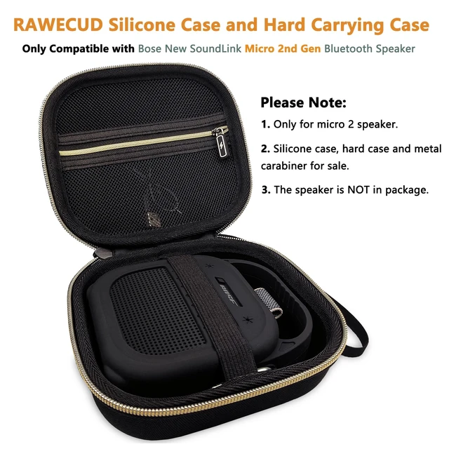 Alt view image 3 of 7 - Protective Case for Bose SoundLink Micro 2nd Gen Bluetooth Speaker, Black Hard Carrying Case and Silicone Cover for Micro 2 Portable Speaker Accessories, Shockproof Handle Case Set