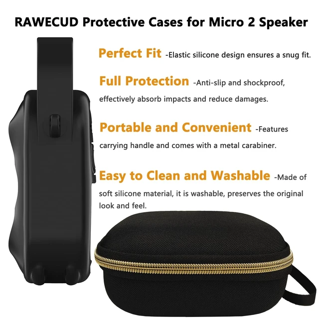 Alt view image 4 of 7 - Protective Case for Bose SoundLink Micro 2nd Gen Bluetooth Speaker, Black Hard Carrying Case and Silicone Cover for Micro 2 Portable Speaker Accessories, Shockproof Handle Case Set