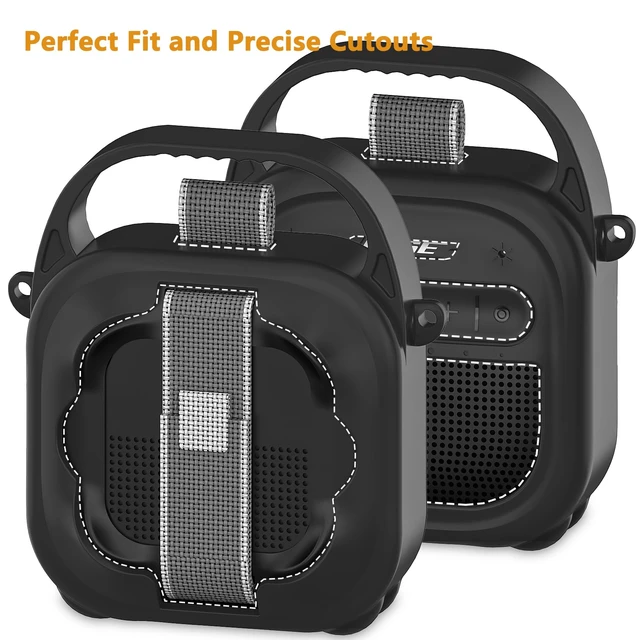 Alt view image 7 of 7 - Protective Case for Bose SoundLink Micro 2nd Gen Bluetooth Speaker, Black Hard Carrying Case and Silicone Cover for Micro 2 Portable Speaker Accessories, Shockproof Handle Case Set