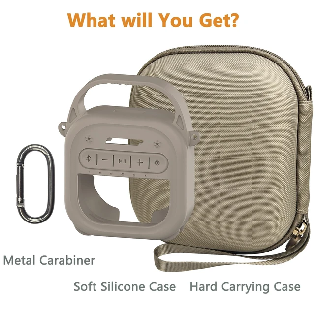 Alt view image 2 of 7 - Protective Case for Bose SoundLink Micro 2nd Gen Speaker, Sandstone Case Hard Carrying Case and Silicone Cover for Micro 2 Portable Speaker Accessories, Shockproof Handle Case Set
