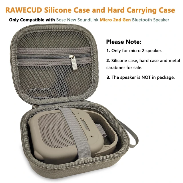 Alt view image 3 of 7 - Protective Case for Bose SoundLink Micro 2nd Gen Speaker, Sandstone Case Hard Carrying Case and Silicone Cover for Micro 2 Portable Speaker Accessories, Shockproof Handle Case Set