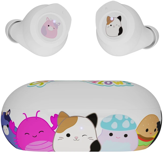 Main image of Squishmallows Bluetooth Earbuds with Charging Case- Wireless Headphones with Built-in Mic + Up to 30 Hours Playtime Squishmallows Gifts for Girls, Boys, Women, Men and All Squish Squad Fans