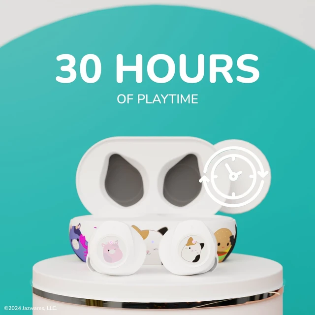 Alt view image 3 of 7 - Squishmallows Bluetooth Earbuds with Charging Case- Wireless Headphones with Built-in Mic + Up to 30 Hours Playtime Squishmallows Gifts for Girls, Boys, Women, Men and All Squish Squad Fans