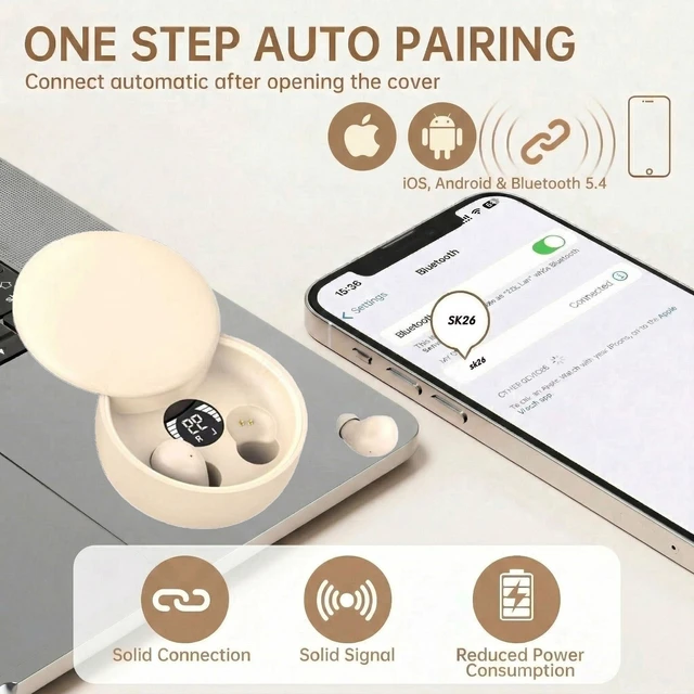 Alt view image 2 of 7 - Invisible Sleep Earbuds, Mini Wireless Bluetooth Earbuds for Side Sleepers, Ultra-Light Ergonomic Design, Smart Touch Control, Auto Pairing, IPX5 Waterproof, Deep Bass Stereo HeadphonesSkin
