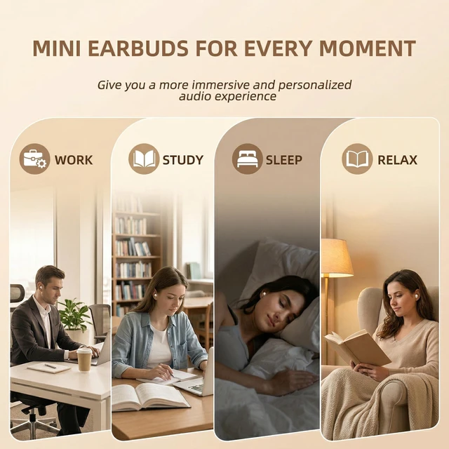 Alt view image 7 of 7 - Invisible Sleep Earbuds, Mini Wireless Bluetooth Earbuds for Side Sleepers, Ultra-Light Ergonomic Design, Smart Touch Control, Auto Pairing, IPX5 Waterproof, Deep Bass Stereo HeadphonesSkin