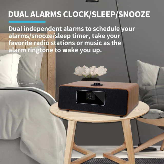 Alt view image 6 of 7 - MS3 Internet Radio, Podcasts,Spotify, Bluetooth, FM Stereo, Walnut Full colour display, 40 presets, remote control, acoustic wooden cabinet, headphone jack, USB, AUX-in, dual alarms clock