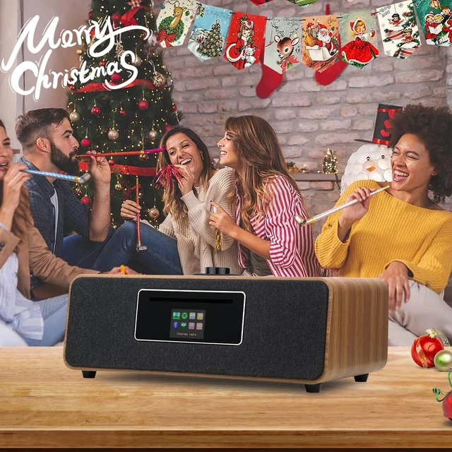 Alt view image 7 of 7 - MS3 Internet Radio, Podcasts,Spotify, Bluetooth, FM Stereo, Walnut Full colour display, 40 presets, remote control, acoustic wooden cabinet, headphone jack, USB, AUX-in, dual alarms clock