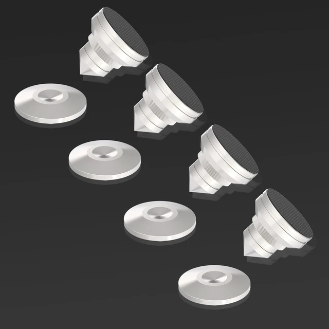 Alt view image 7 of 7 - Adjustable Turntable Spike Pads,Stainless Steel,4 Sets Spikes & Pads, Floor Protector, Shock Absorber Base for Amplifier, CD/DVD, Recorder, DAC etc