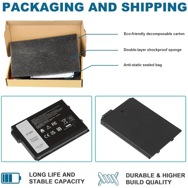 Alt view image 5 of 7 - 7WNW1 Laptop Battery Replacement for Dell Latitude 5424/5420/7424 Rugged Extreme, P85G P85G001 P86G P86G001 DMF8C GK3D3 6NNCF DP3KF