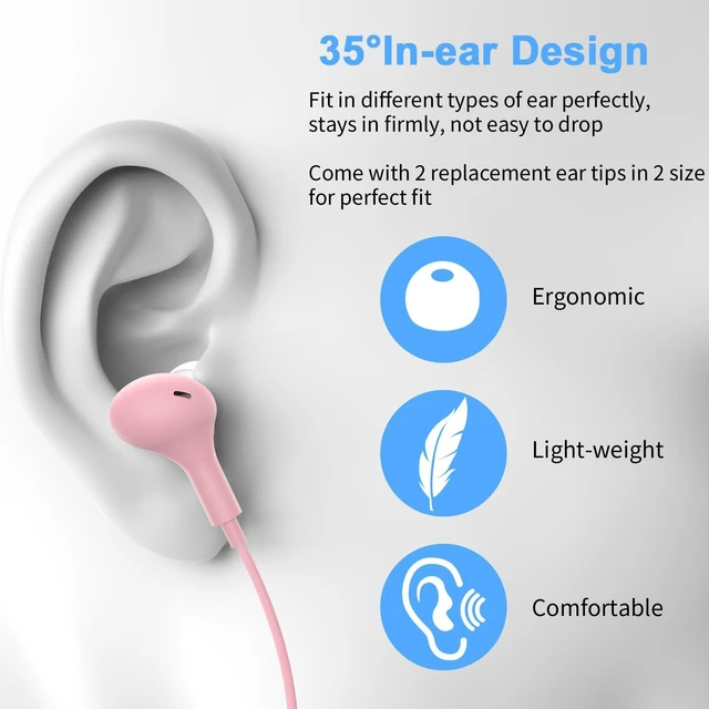 Alt view image 2 of 7 - USB Earbuds with Microphone for PC Laptop,Wired USBA Headset,Pink in Ear Buds Noise Isolating Light Laptop Earphones,Headphones with Mic for Dell HP Computer PC Office Zoom Work Gaming School