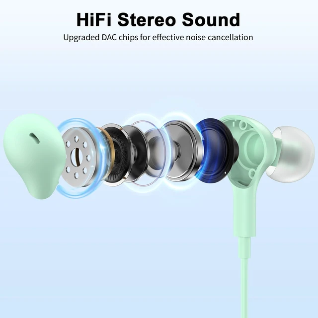 Alt view image 6 of 7 - USB Earbuds with Microphone for PC Laptop,Wired USBA Headset,Green in Ear Buds Noise Isolating Light Laptop Earphones,Headphones with Mic for Dell HP Computer PC Office Zoom Work Gaming School