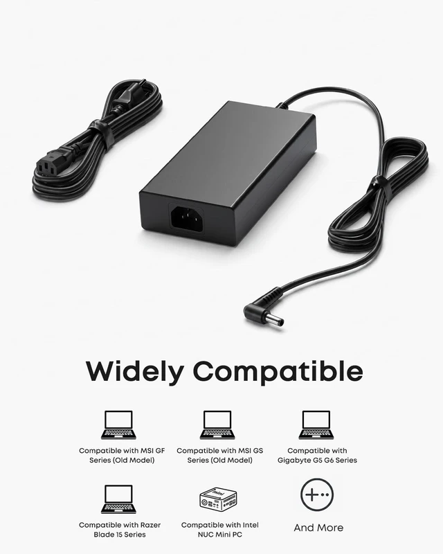 Alt view image 6 of 6 - 230W Charger Fit for MSI GS66 Stealth Eluktronics Gigabyte Laptop Compatible Eluktronics MAG MAX Mech 15, Gigabyte Aero Aorus 15, Intel NUC PC, Chicony A17-230P1A, MSI GS65 GS75 GS76 Stealth