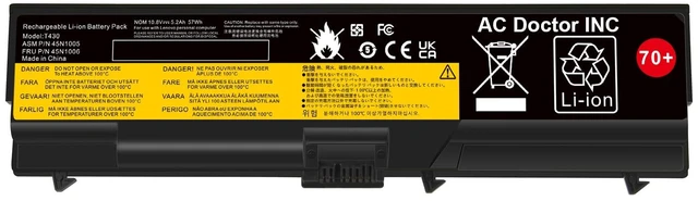 Main image of 70+ Laptop Battery for Lenovo ThinkPad T430 T430i T530 T530i W530 W530i L430 L530 SL430 0A36302 0A36303 45N1006 45N1007 57Y4185 57Y4186(10.8V 57Wh 6-Cells)