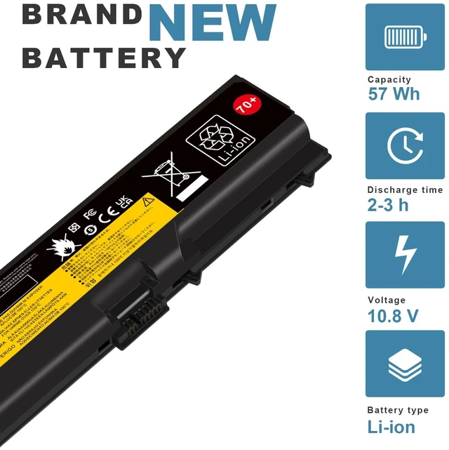 Alt view image 2 of 7 - 70+ Laptop Battery for Lenovo ThinkPad T430 T430i T530 T530i W530 W530i L430 L530 SL430 0A36302 0A36303 45N1006 45N1007 57Y4185 57Y4186(10.8V 57Wh 6-Cells)