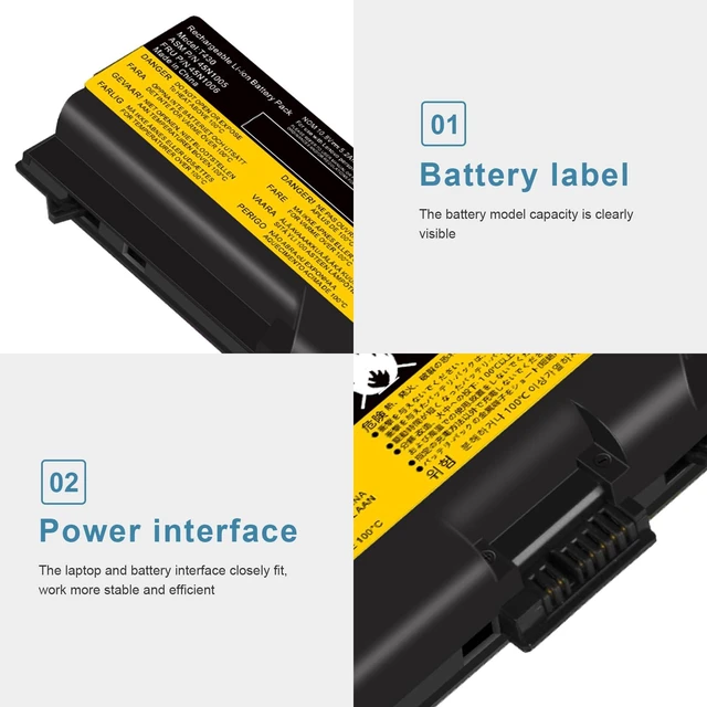 Alt view image 4 of 7 - 70+ Laptop Battery for Lenovo ThinkPad T430 T430i T530 T530i W530 W530i L430 L530 SL430 0A36302 0A36303 45N1006 45N1007 57Y4185 57Y4186(10.8V 57Wh 6-Cells)