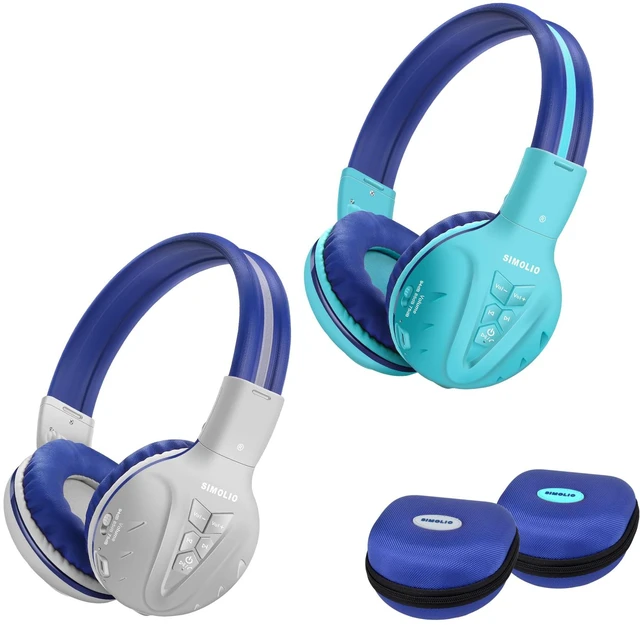 Main image of 2Pack Wireless Kids Headphones with Share Port & Mic, Bluetooth 6.0 75/85/94dB Volume Limit for Toddler Teens, Durable & Foldable Over-Ear Headsets for iPad Tablet School Airplane, Travel Case