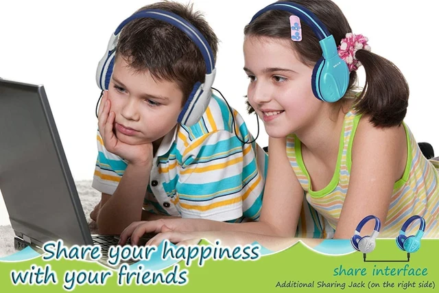 Alt view image 6 of 7 - 2Pack Wireless Kids Headphones with Share Port & Mic, Bluetooth 6.0 75/85/94dB Volume Limit for Toddler Teens, Durable & Foldable Over-Ear Headsets for iPad Tablet School Airplane, Travel Case