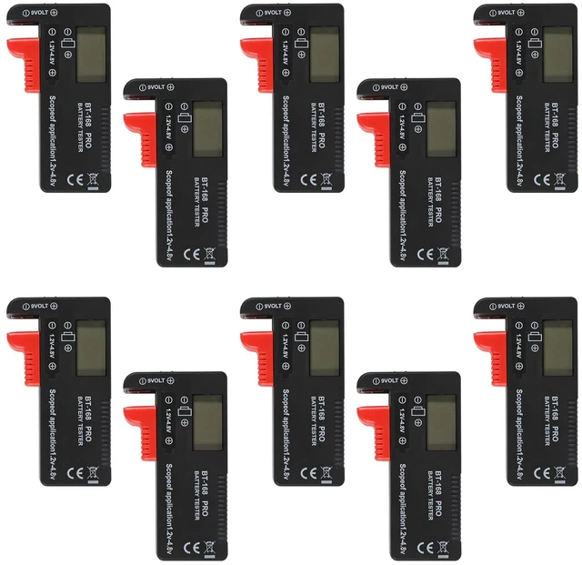 Main image of 10Pack Digital LCD Universal Battery Tester (Bt-168 Pro), Portable Battery Checker for AA, AAA, C, D, 9V, 3.7V, 1.5V Button Cell Household Batteries