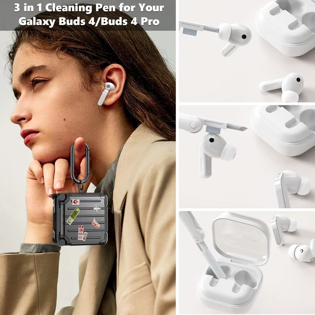 Alt view image 6 of 7 - Compatible with Samsung Galaxy Buds 4 Case/Buds 4 Pro Case Cover, Cute Funny Suitcase Design Case for Galaxy Buds 4 Pro, Fashion Protective Hard Case for Women Men with Keychain (Black)