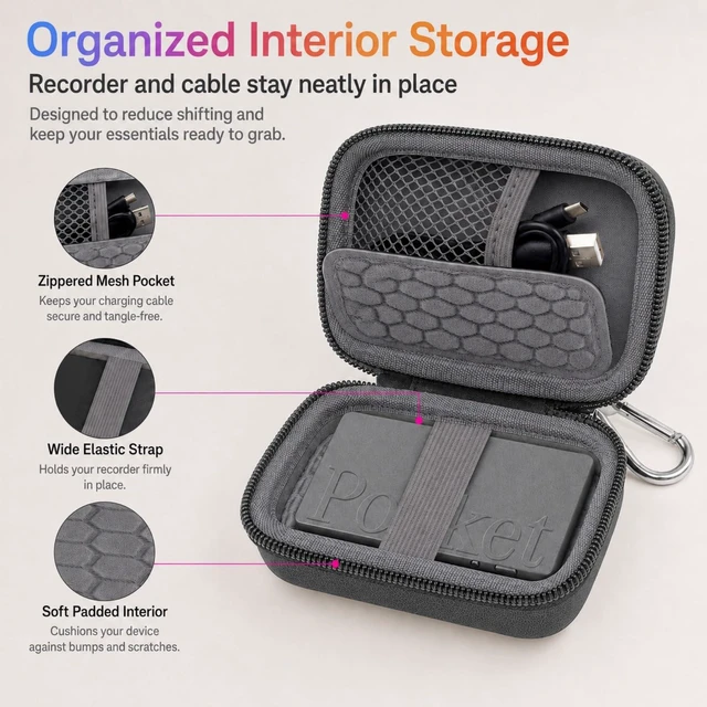 Alt view image 2 of 7 - Hard Case Compatible with Pocket Personal AI Assistant, AI Voice Recorder Protective Carrying Case (Deep Grey)