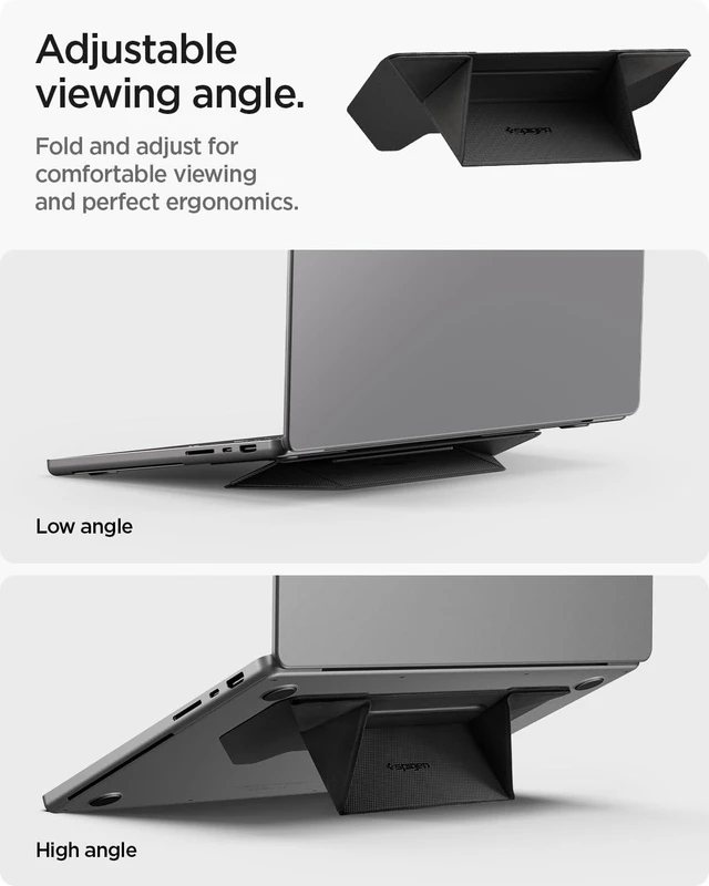 Alt view image 5 of 7 - Slim Fold Adhesive Laptop Stand Foldable Portable Dual Ergonomic Angle Adjustment Lift Anti-Slip for MacBook Neo, MacBook Air, MacBook Pro 11"-16" & More