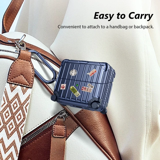 Alt view image 7 of 7 - Compatible with Samsung Galaxy Buds 3 Pro Case & Galaxy Buds 3 FE & Galaxy Buds 3 Case Cover, Cute Funny Suitcase Design Protective Hard Case with Cleaner Kit & Keychain (Blue)