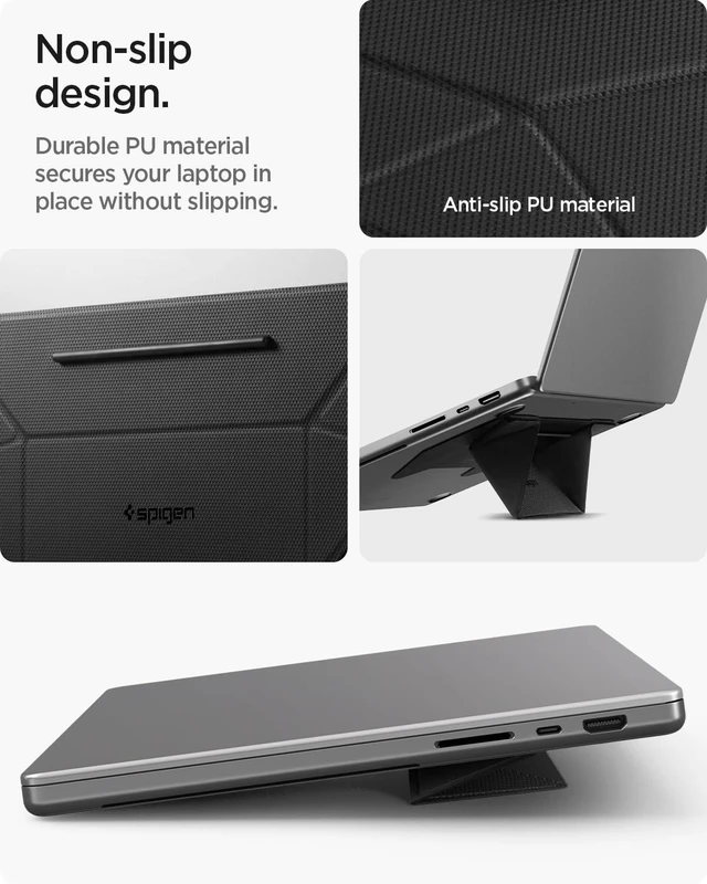 Alt view image 6 of 7 - Slim Fold Adhesive Laptop Stand Foldable Portable Dual Ergonomic Angle Adjustment Lift Anti-Slip for MacBook Neo, MacBook Air, MacBook Pro 11"-16" & More