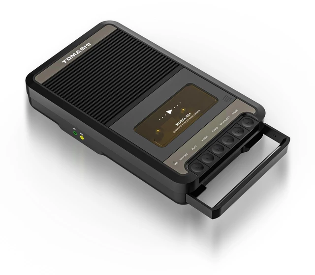 Main image of Cassette Tape Player,Portable Cassette Recorder,Walkman,Black Retro Cassette Player,Voice Recorder with Speaker,Built-in mic,Retractable Handle, Earphone jack, Type-C or Battery