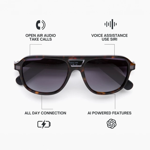 Alt view image 2 of 6 - Lucyd Explorer XXL Smart Audio Glasses for Men, Polarized UV400 XXL fit, polarized UV400 glare reduction, AI voice assistant, wireless calls & music for hiking & driving