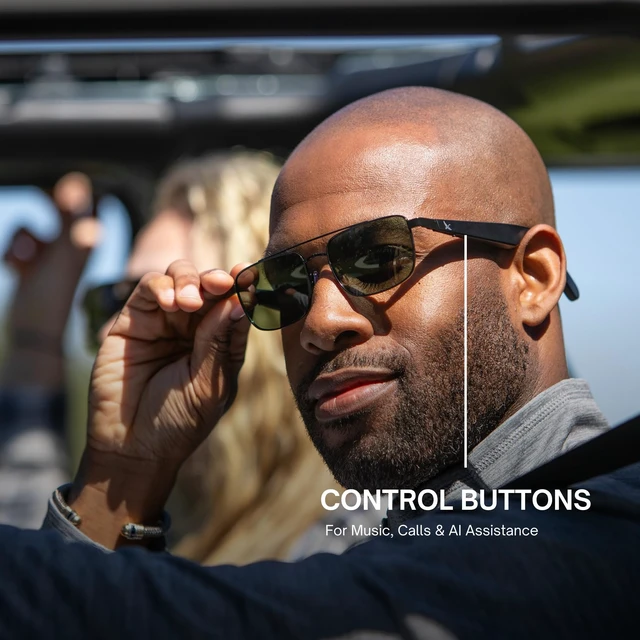 Alt view image 3 of 6 - Lucyd Navigator Smart Audio Sunglasses for Men, Polarized UV400 Standard fit, polarized UV400 glare cut, AI voice assistant, hands-free calls & music for driving & travel