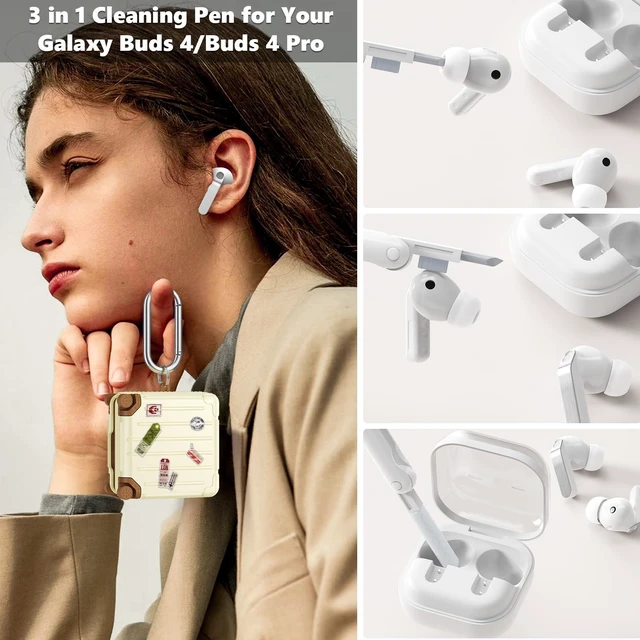 Alt view image 6 of 7 - Compatible with Samsung Galaxy Buds 4 Case/Buds 4 Pro Case Cover, Cute Funny Suitcase Design Case for Galaxy Buds 4 Pro, Fashion Protective Hard Case for Women Men with Keychain (Beige)