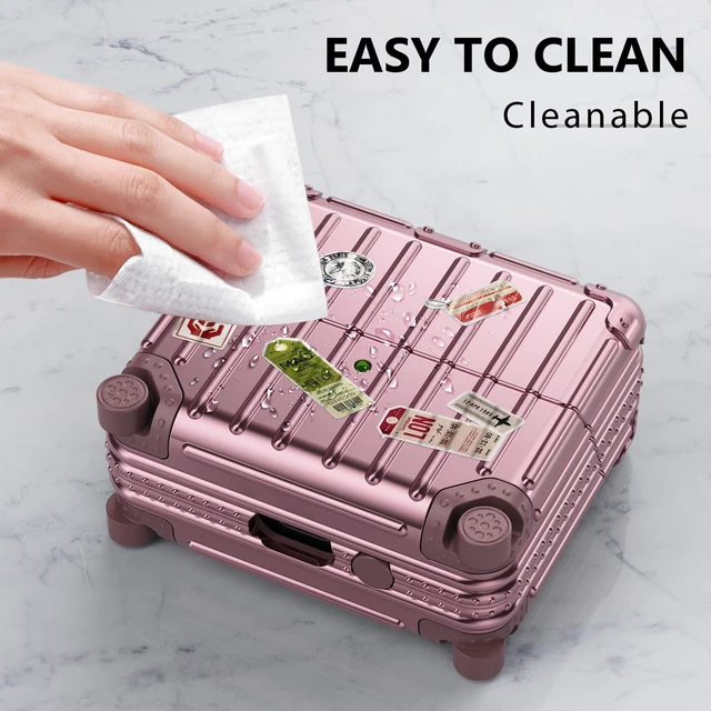 Alt view image 6 of 7 - Compatible with Samsung Galaxy Buds 3 Pro Case & Galaxy Buds 3 FE & Galaxy Buds 3 Case Cover, Cute Funny Suitcase Design Protective Hard Case with Cleaner Kit & Keychain (Rose Gold)