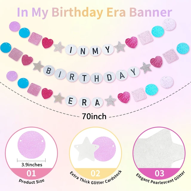 Alt view image 4 of 7 - 184Pcs Silver Blue Pink and Purple Balloon Arch Kit with In My Birthday Era Banner Star Music Note Disco Ball Balloons for Friendship Songstar Fans Prom Karaoke Princess Theme Birthday Party