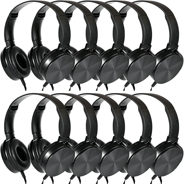 Main image of Bulk Headphones with Microphone 24 Pack for Classroom,Wholesale Durable Headsets Class Set for School Students Kids and Adult-Black