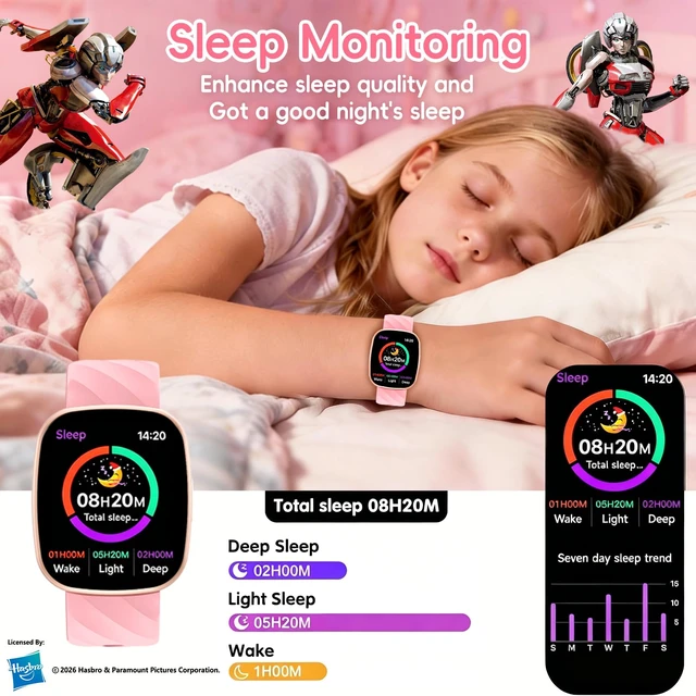 Alt view image 3 of 7 - Kids Smart Watch for Boys & Girls, 1.78" HD Touchscreen Fitness Tracker with Heart Rate & Sleep Monitor, Sports Activity Watch with Pedometer, Birthday Gift for 5-16 Year Olds (Arcy-Pink)