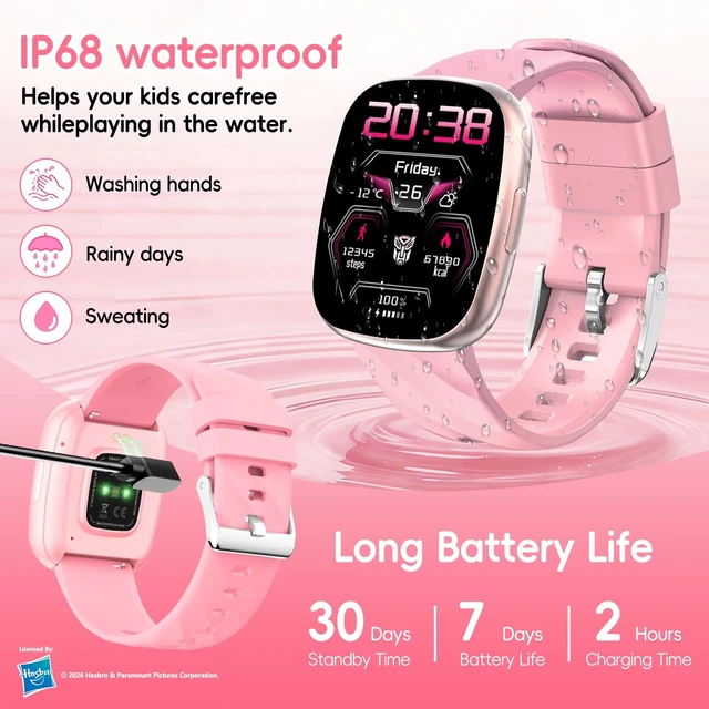Alt view image 5 of 7 - Kids Smart Watch for Boys & Girls, 1.78" HD Touchscreen Fitness Tracker with Heart Rate & Sleep Monitor, Sports Activity Watch with Pedometer, Birthday Gift for 5-16 Year Olds (Arcy-Pink)