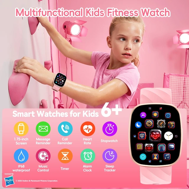 Alt view image 7 of 7 - Kids Smart Watch for Boys & Girls, 1.78" HD Touchscreen Fitness Tracker with Heart Rate & Sleep Monitor, Sports Activity Watch with Pedometer, Birthday Gift for 5-16 Year Olds (Arcy-Pink)