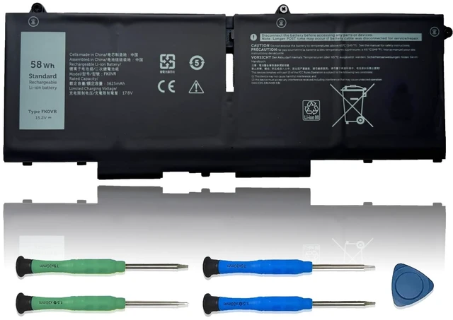 Main image of FK0VR Laptop Battery Replacement for Dell Latitude 5530 7530 5330 7330 5430 7430 2-in-1 Precision 3570 Series H4PVC 8WRCR 0Y86WG 78FWY 51R71 8P81K Y86WG HFN8K P133G P134G 15.2V 58Wh 3625mAh
