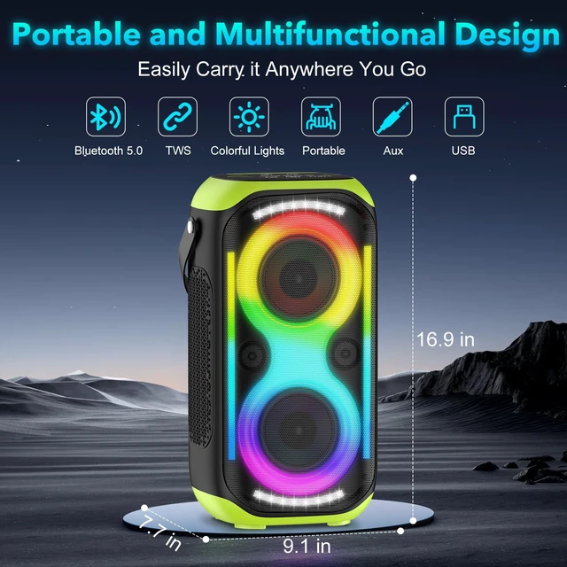 Alt view image 2 of 7 - Bluetooth Speaker 160W Loud Wireless Outdoor Portable Home Party Speakers Big Powerful, Deep Bass Sound, Bluetooth 5.0, TWS, Large Boombox with Subwoofer, RGB Lights, For House Camping Events Travel