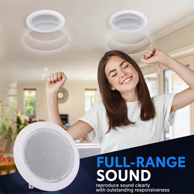 Alt view image 5 of 7 - 6.5 Inch Ceiling Mount Speaker - 70V Transformer - 500W Commercial, Restaurant Audio, Surround Sound, Flush Design, In-Wall Installation - PDIC63T - 1pc (White)