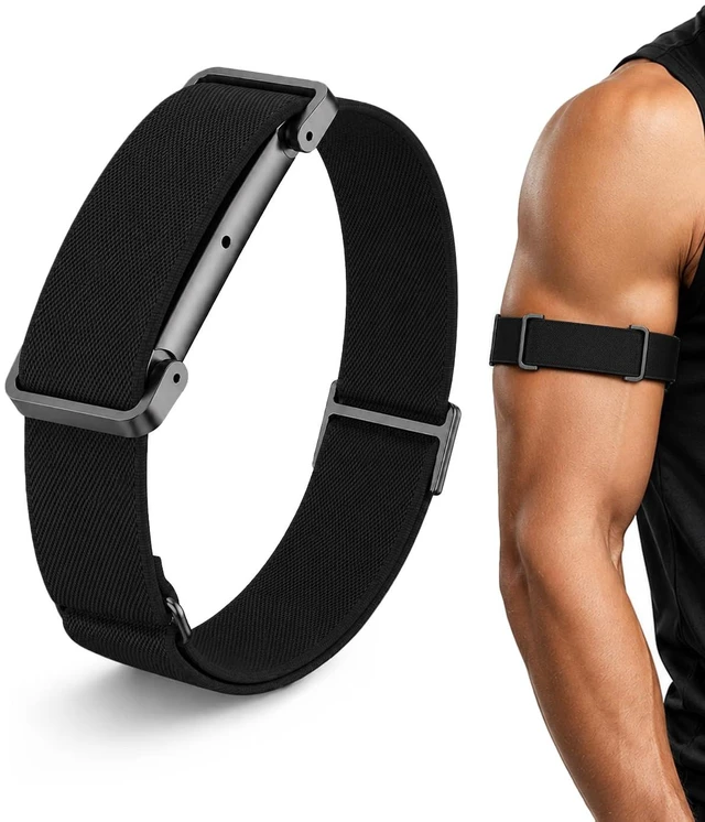 Main image of Nylon Sport Bicep Bands Compatible with Google Fitbit Air Band Adjustable Elastic Arm Strap with Metal Frame Case, Breathable Replacement Arm Band for Fitbit Air Tracker Men Women
